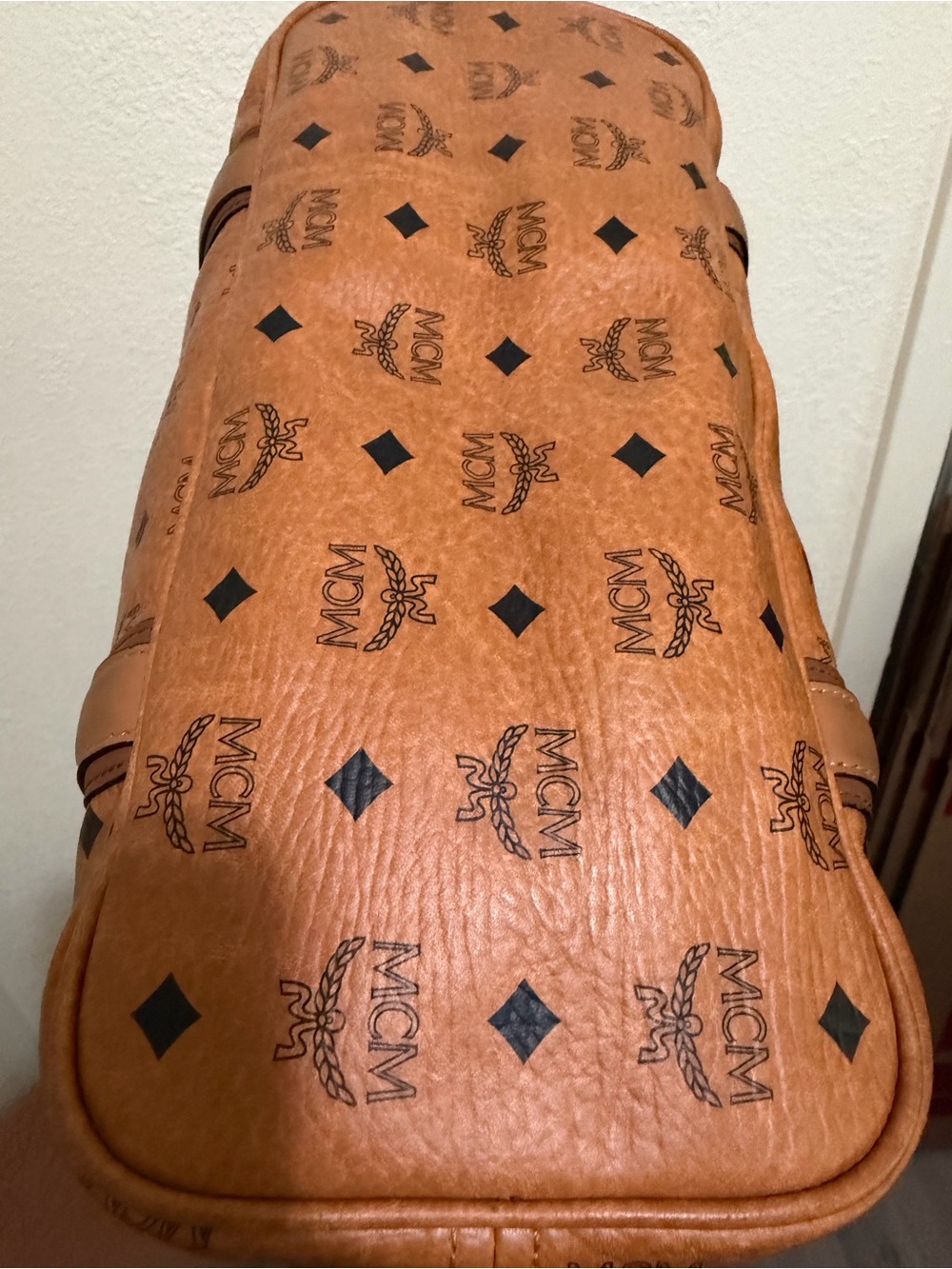 MCM Cognac Visetos Logo Tote in Tan and Brown - Picture 5 of 7